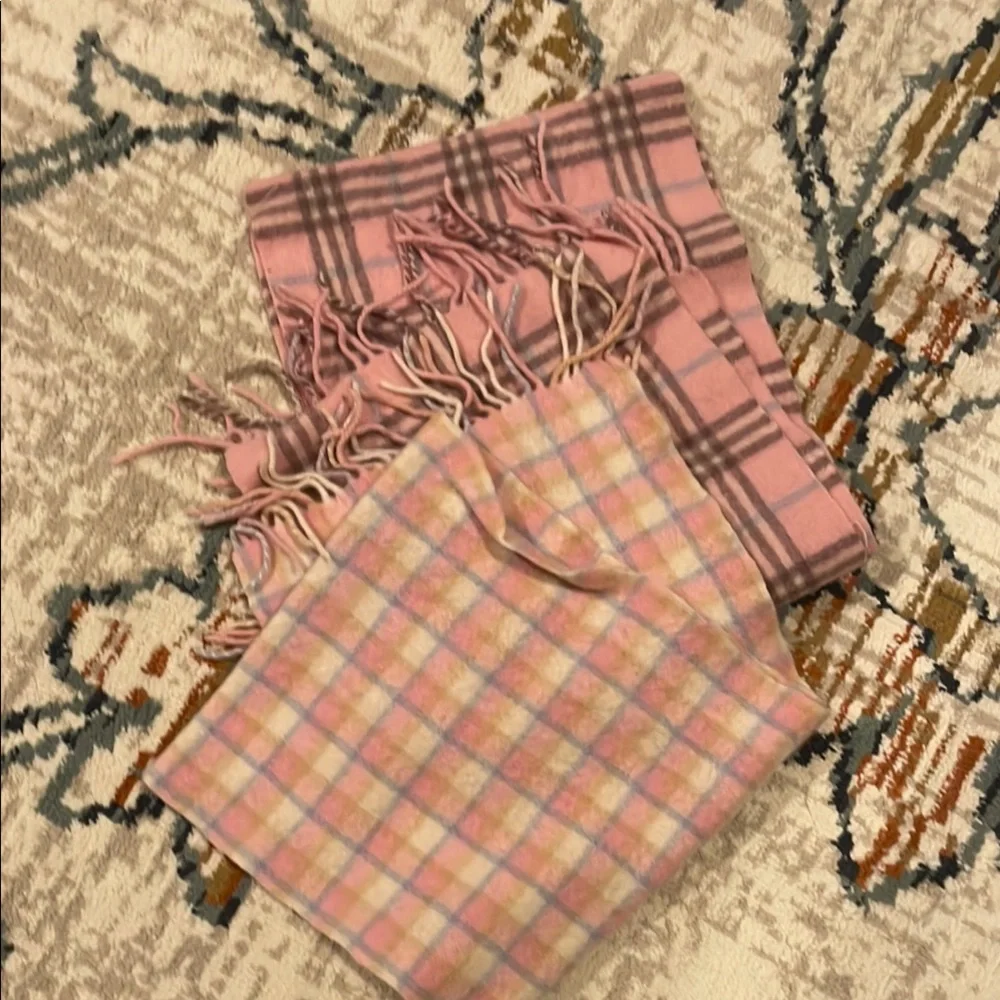 2 scarves! Women's Pink Plaid Scarf - Soft Check Pattern